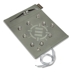 Enhance Gaming: Roll on a Scroll Dice Rolling Mat & 12xD6 Dice - Silver