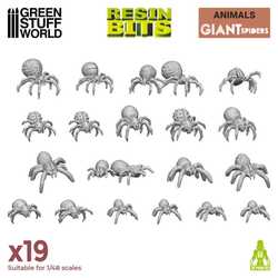 Green Stuff World: Giant Spiders Set (19) - 3D Printed