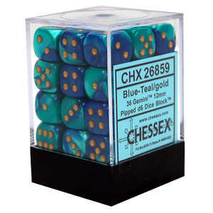 Gemini: Blue-Teal/Gold (36-dice set)