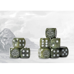 Conquest: W’adrhŭn - Logo on Green Marbled Dice (24)