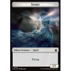 Magic löskort: Magic: The Gathering Foundations: Spirit Token (W 1/1) // Cat Token (W 1/1)