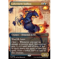Magic löskort: Secrets of Strixhaven: Colorstorm Stallion (alternative art)