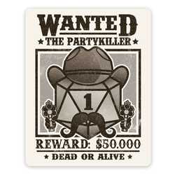 Wanted Partykiller Sticker