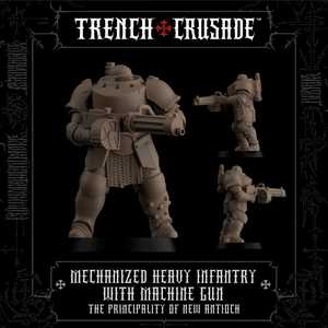Trench Crusade: The Principality of New Antioch - Heavy Mechanised Infantry with Machine Gun (3D-resin) (1)