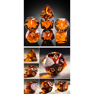 Faceted Glass Dice Set - Citrine  (7)